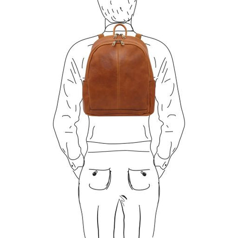 Canberra - 2 Compartments leather backpack